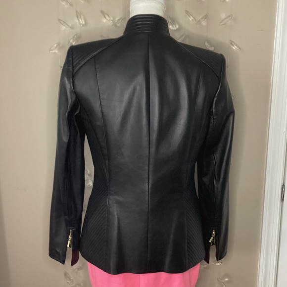 Dana Buchman Leather Gold Square Button Jacket - Picture 12 of 16